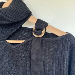 Black Women's Sweater with Unique Neck Design